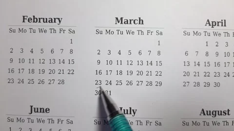 Marking march date on the calendar Stock Footage 296143534