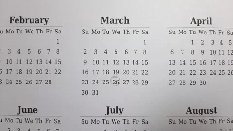 Marking march date on the calendar Stock Footage 296143543