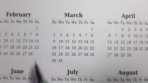 Marking march date on the calendar Video stock 296143566