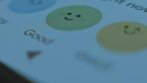Marking the mood as Good in app, macro view Stock Footage 304579474