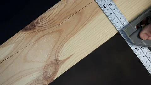 Marking plank by pencil with Square ruler Video stock 72197039