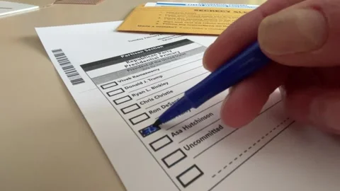 Marking Primary ballot for Haley Stock-Footage 263161982