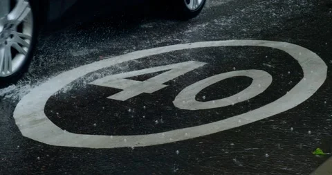 Marking of the speed limit of 40 km per hour Stock Footage 140234113