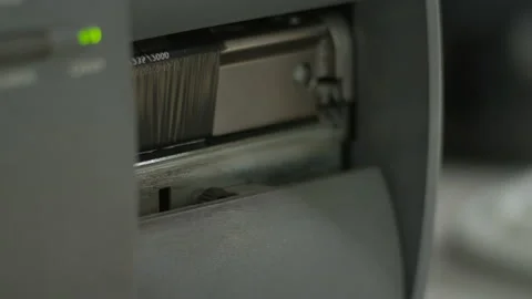 Marking tape comes out from a special printer Stock Footage 89908739