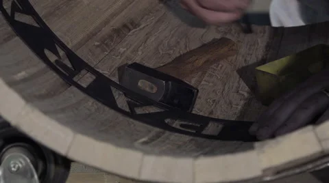 Marking wine barrels Video stock 56921026