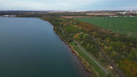 Markkleeberger lake near Leipzig in autumn Video stock 324705953
