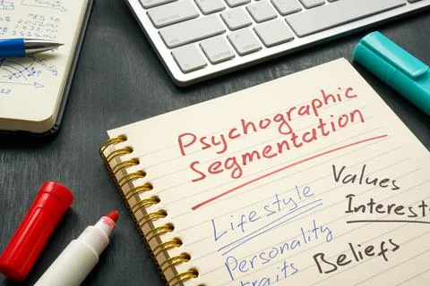 Marks about Psychographic segmentation on the page. Stock Photos