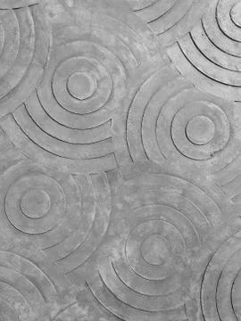 Marks of circle on the concrete pavement. Foto stock