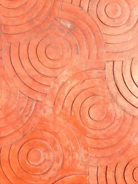 Marks of circle on the concrete pavement. Stock Photos