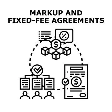 Markup and fixed fee agreements business concept Stock Illustration