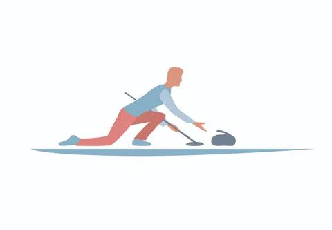Markup Curling Sheet and Set of Curling Stones in real scale. Stock Illustration