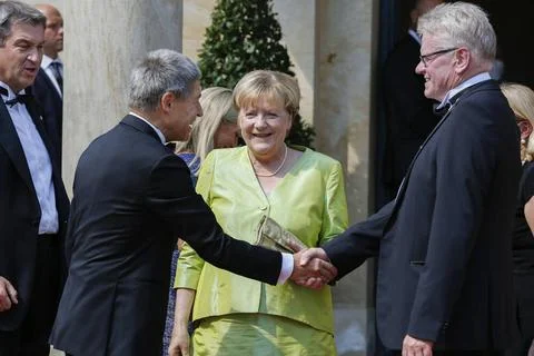 Markus Söder, Joachim Sauer, Angela Merkel und Thomas Ebersberger bei der .. Stock Photos