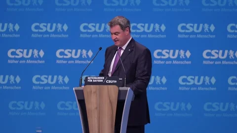 Markus Söder Prime Minister of Bavaria at the party convention Stockbeeldmateriaal 266115018