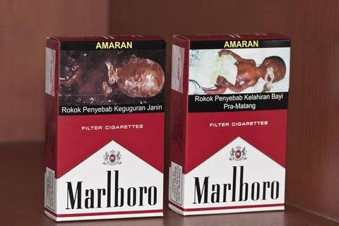  Marlboro Marlboro Zigarettenschachteln mit Warnbildern, Malaysia, Asien M... Stock Photos