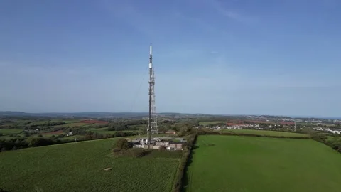 Marldon, South Devon, England: DRONE VIEWS: Beacon Hill transmission station Stock Footage 252587622