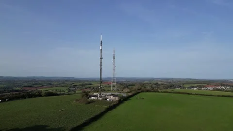 Marldon, South Devon, England: DRONE VIEWS: Beacon Hill transmission station Stock Footage 252588226