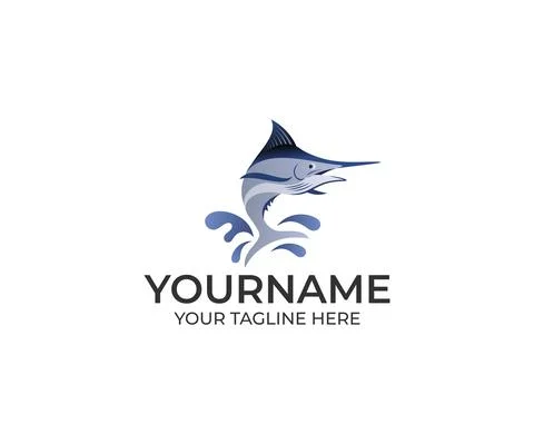 Marlin Fish Logo Design Stock Illustration