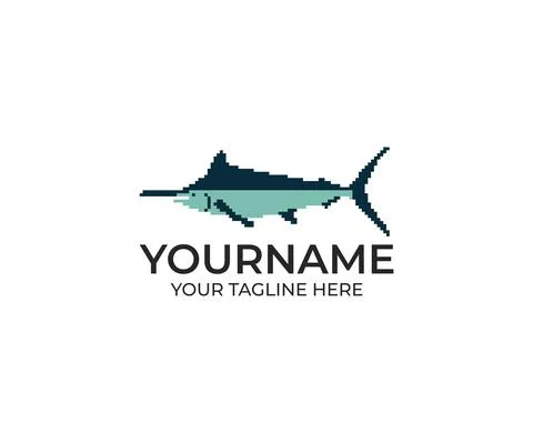 Marlin Fish Pixel Logo Design Stock Illustration