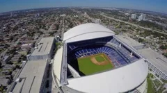 Aerial shot of Marlins Park Stadium roof, Stock Video