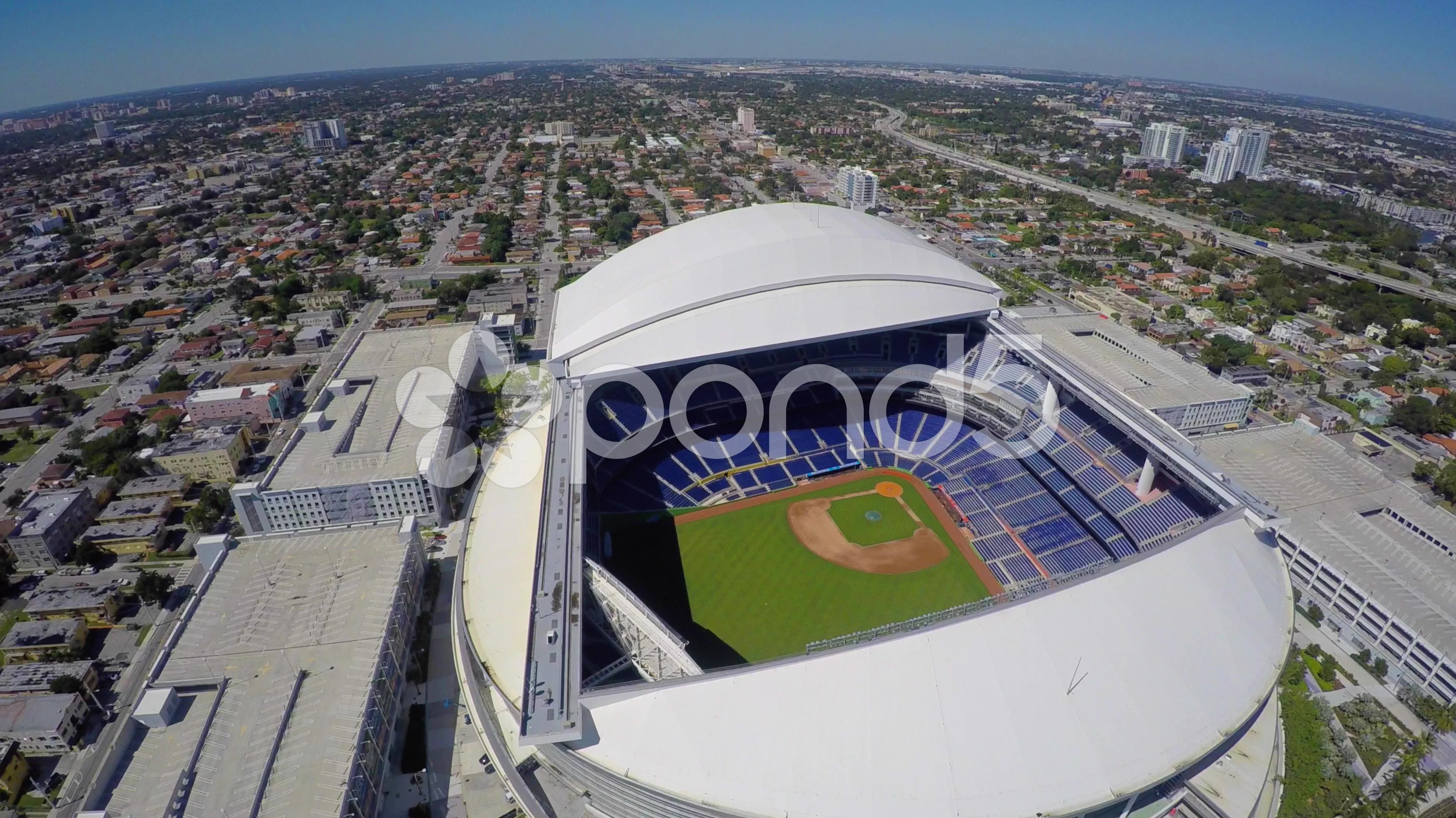 Aerial video Marlins Park Stadium LoanDe, Stock Video