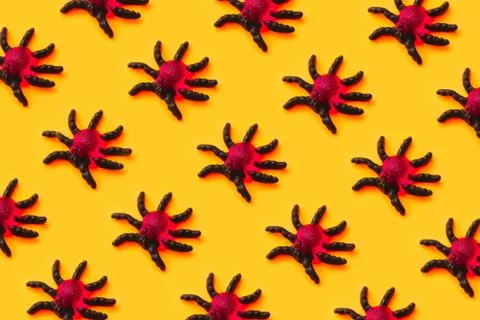 Marmalade spiders seamless pattern crawling up. Halloween concept Stock Photos