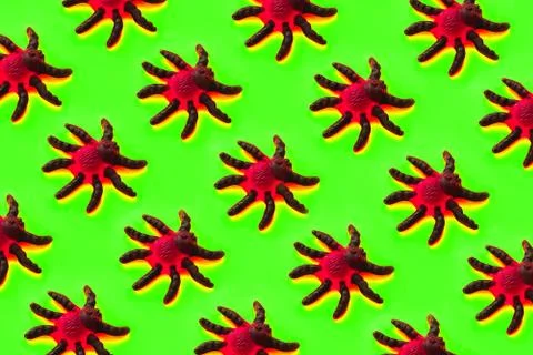 Marmalade spiders seamless pattern crawling up. Halloween concept Stock Photos