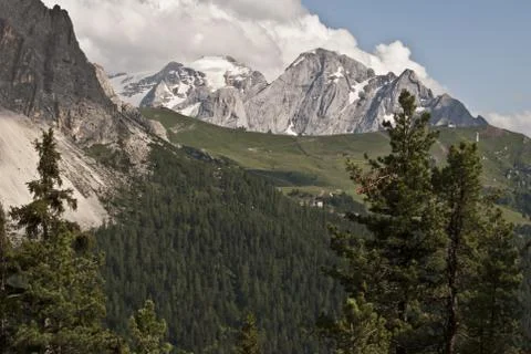Marmolada from Passo Sella Stock Photos