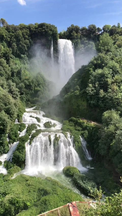 Marmore Waterfall on a Beautiful Spring Day Video stock 315766993