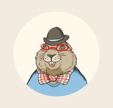 Marmot hipster Stock Illustration