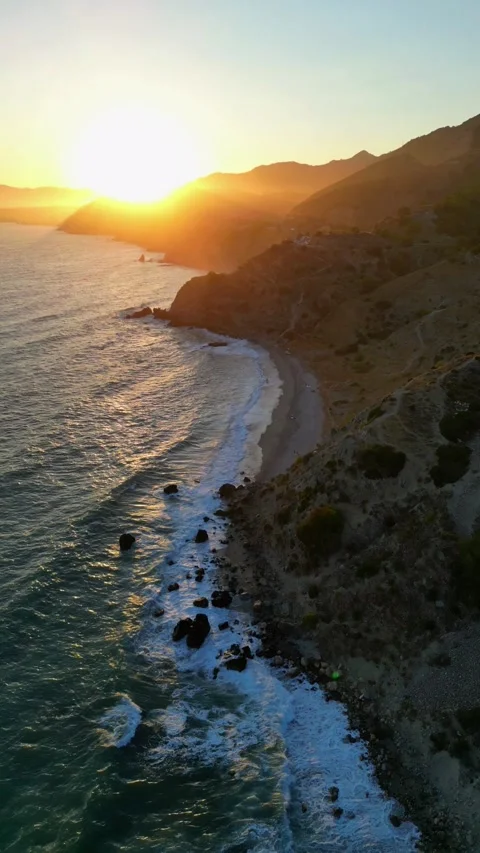 Maro Tower: Drone Tour of Cliffs and Sea 4k Stock Footage 282673432