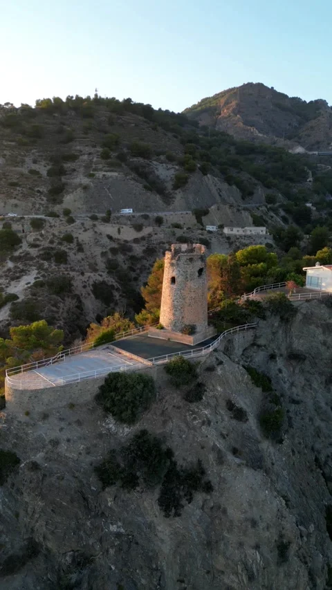 Maro Tower: The Sentinel of Malaga's Cliffs 4k Stock Footage 282673443