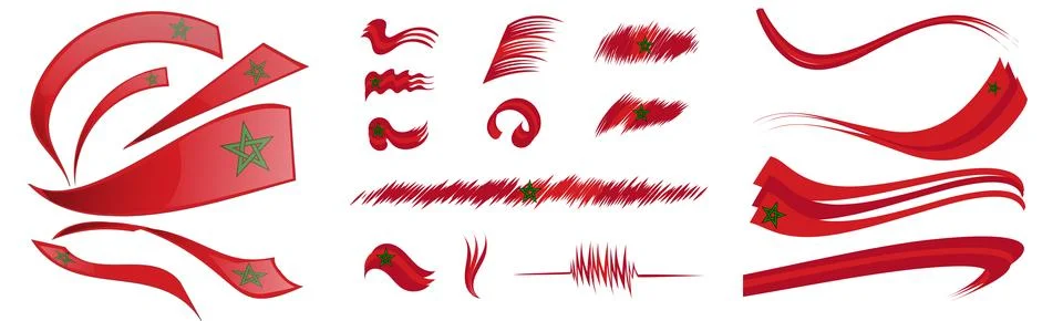 Marocco  flag set elements, vector illustration on a white background Stockillustratie