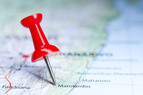 Marolambo, Madagascar pin on map Stock Photos