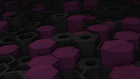 Maroon and black color hexagonal block moving up and down Stock Footage 227341690