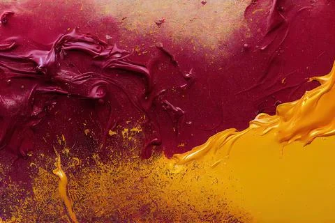 Maroon and Gold Paint Splashes Stock Illustration