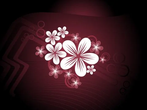 Maroon background with blossoms Stock Illustration