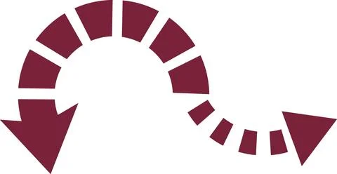 Maroon dashed s curve wave arrow icon Stock Illustration