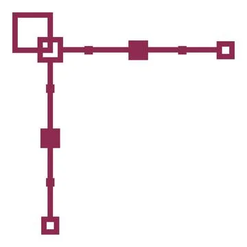 Maroon geometric frame corner element connecting squares and lines Stock Illustration