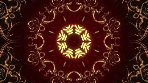 Maroon &amp; Golden Flourish Pattern Stock Footage 263811307