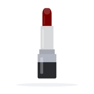 Maroon lipstick vector flat material design isolated object on white background. Stock Illustration