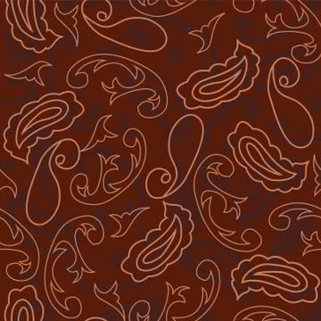 Maroon paisleys seamless repeat pattern Stock Illustration
