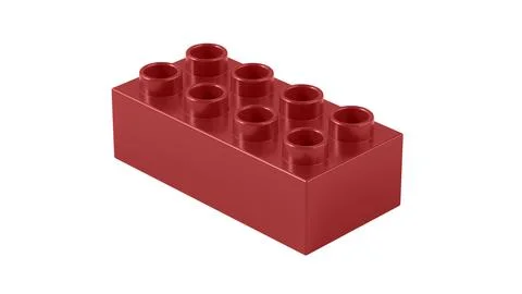 Maroon Plastic Lego Block Isolated on a White Background. Stock Illustration