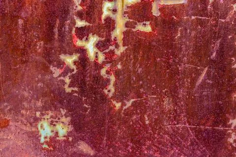 Maroon rust with peeling light paint Foto stock