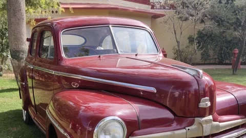 Maroon Vintage Car Stock Footage 327889447