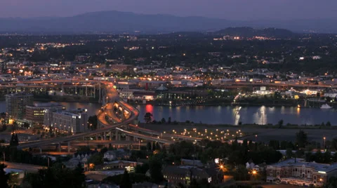 Marquam Bridge Time Lapse Evening Stock Footage 32021141