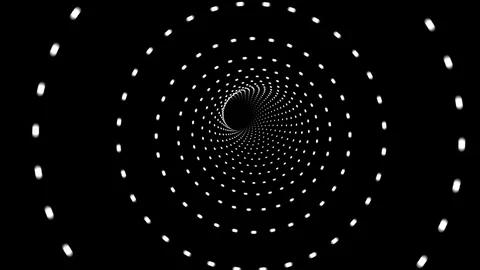 Marquee BW Rings Psychedelic Tunnel Ride VJ Motion Background Loop 1 Stock Footage 77464804