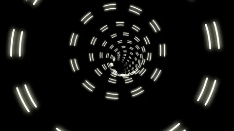 Marquee BW Rings Psychedelic Tunnel Ride VJ Motion Background Loop 2 Stock Footage 77464986
