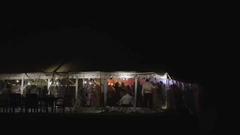 Marquee disco party outside view at night 2 Stock Footage 170465522