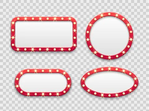 Marquee light frames. Vintage round and rectangular cinema and casino empty.. Stock Illustration
