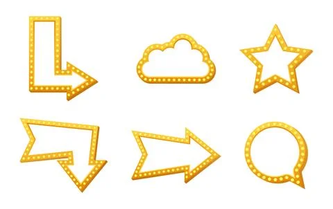 Marquee light shapes pointing direction and indicating messages Stock Illustration